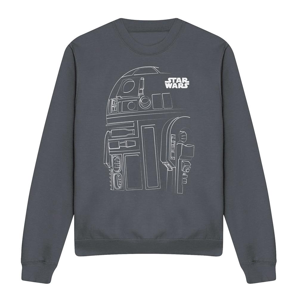 Charcoal - Front - Star Wars Unisex Adult R2-D2 Outline Sweatshirt