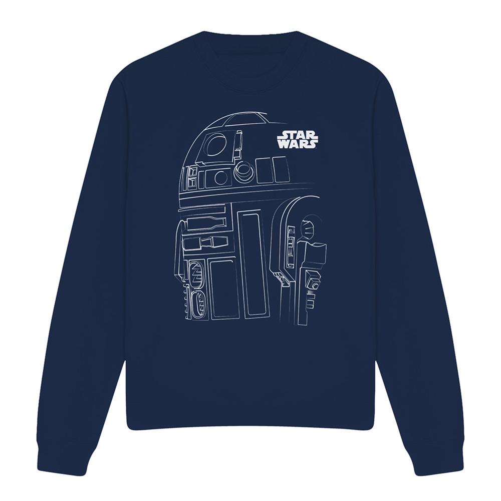Navy - Front - Star Wars Unisex Adult R2-D2 Outline Sweatshirt