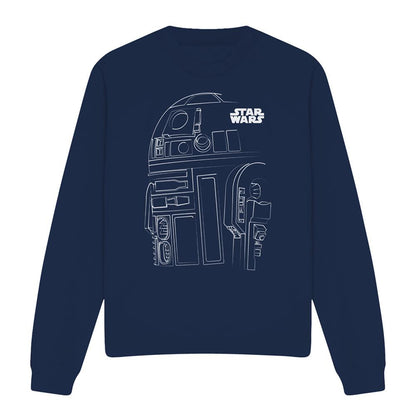 Navy - Front - Star Wars Unisex Adult R2-D2 Outline Sweatshirt