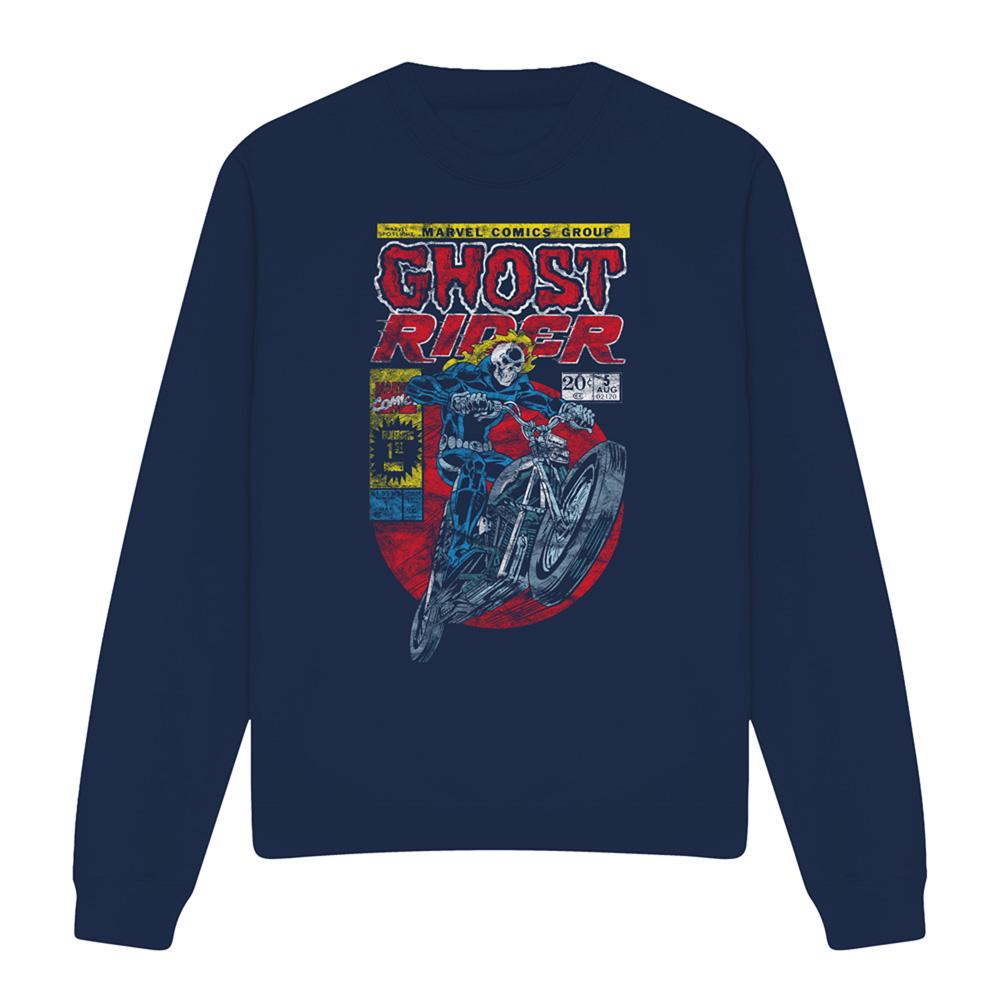 Navy - Front - Ghost Rider Unisex Adult Sweatshirt