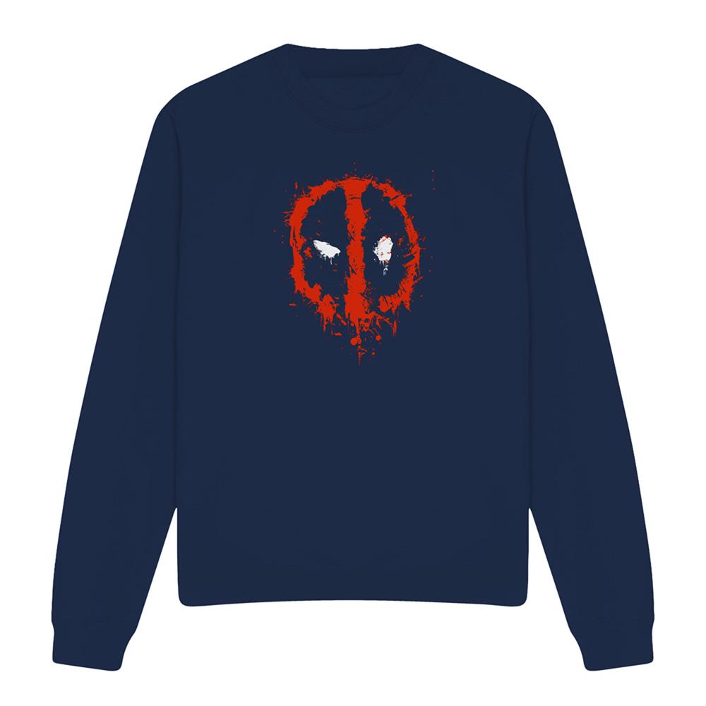 Navy - Front - Deadpool Unisex Adult Painted Logo Sweatshirt