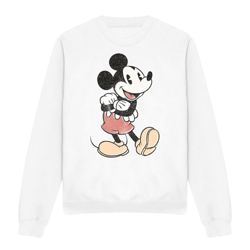 White - Front - Disney Unisex Adult Mickey Mouse Vintage Sweatshirt