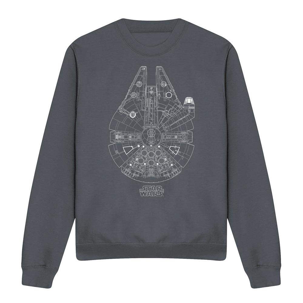 Charcoal - Front - Star Wars Unisex Adult Millenium Lines Sweatshirt