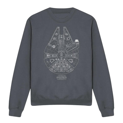 Charcoal - Front - Star Wars Unisex Adult Millenium Lines Sweatshirt