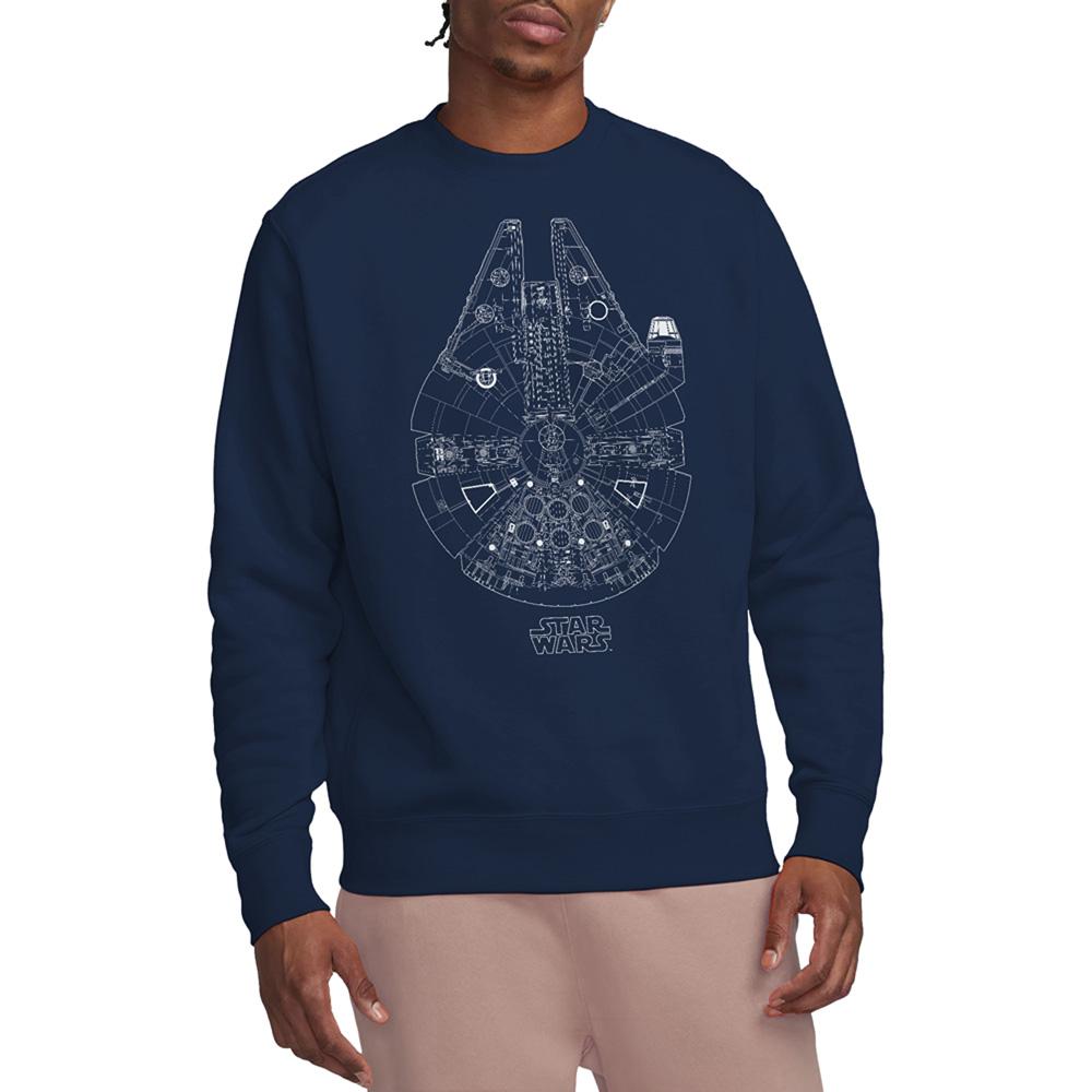 Navy - Back - Star Wars Unisex Adult Millenium Lines Sweatshirt