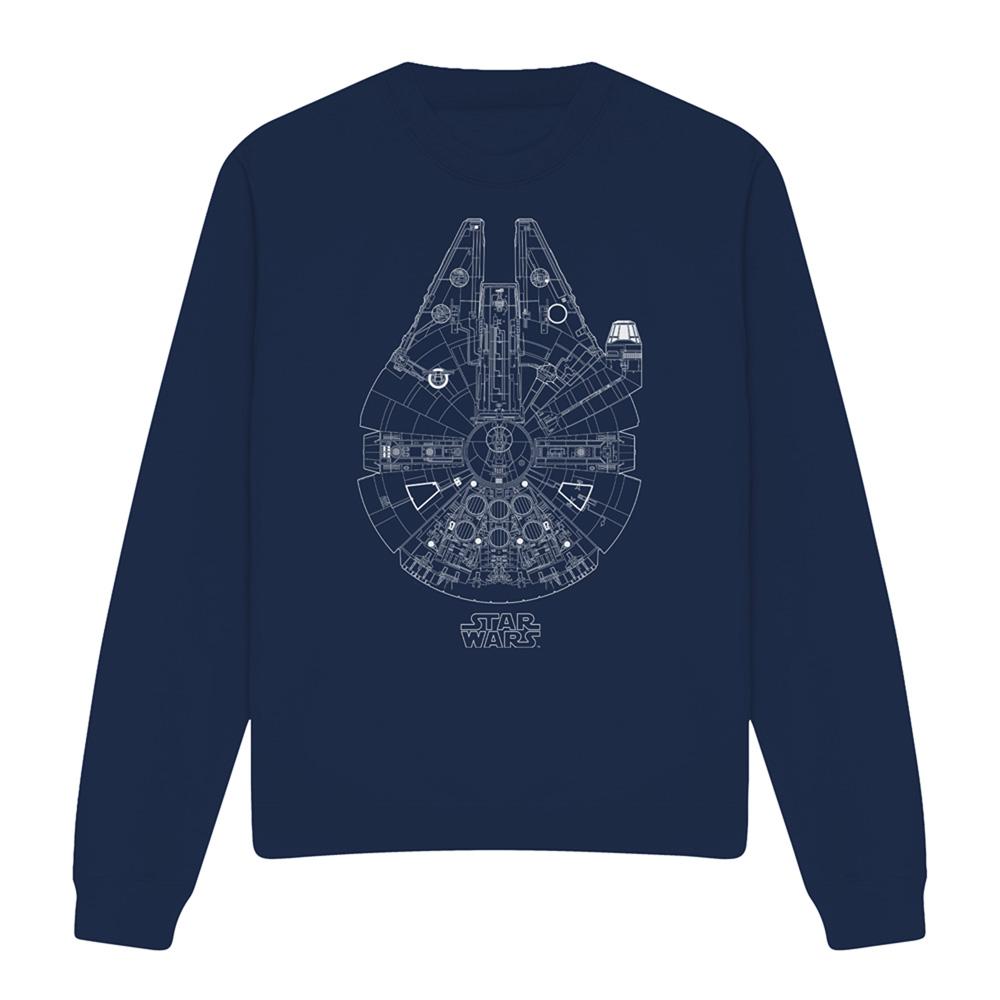 Navy - Front - Star Wars Unisex Adult Millenium Lines Sweatshirt