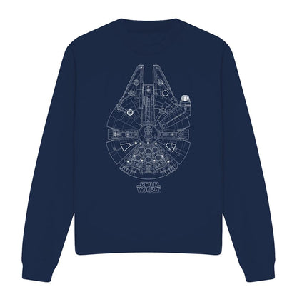Navy - Front - Star Wars Unisex Adult Millenium Lines Sweatshirt