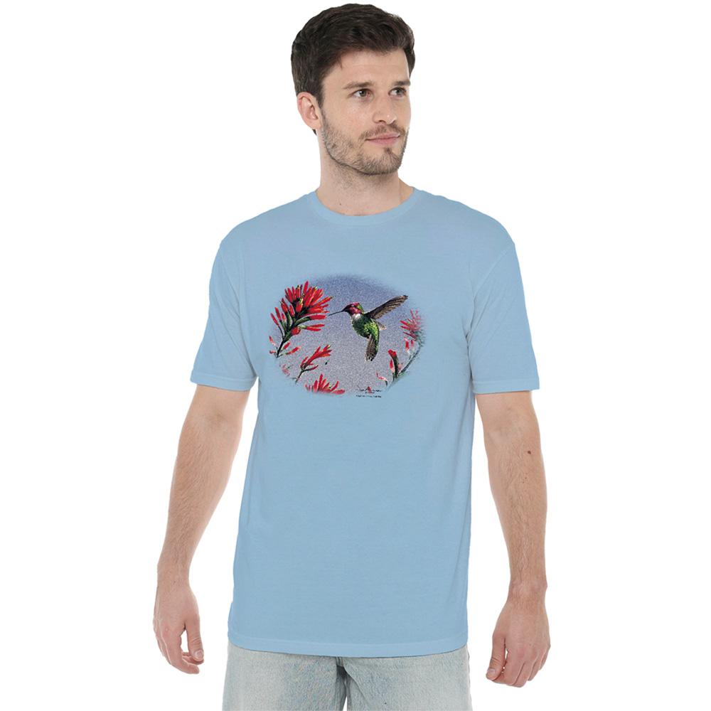 Light Blue - Back - Wildlife Unisex Adult Annas Hummingbird T-Shirt