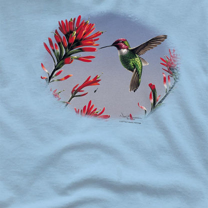 Light Blue - Side - Wildlife Unisex Adult Annas Hummingbird T-Shirt