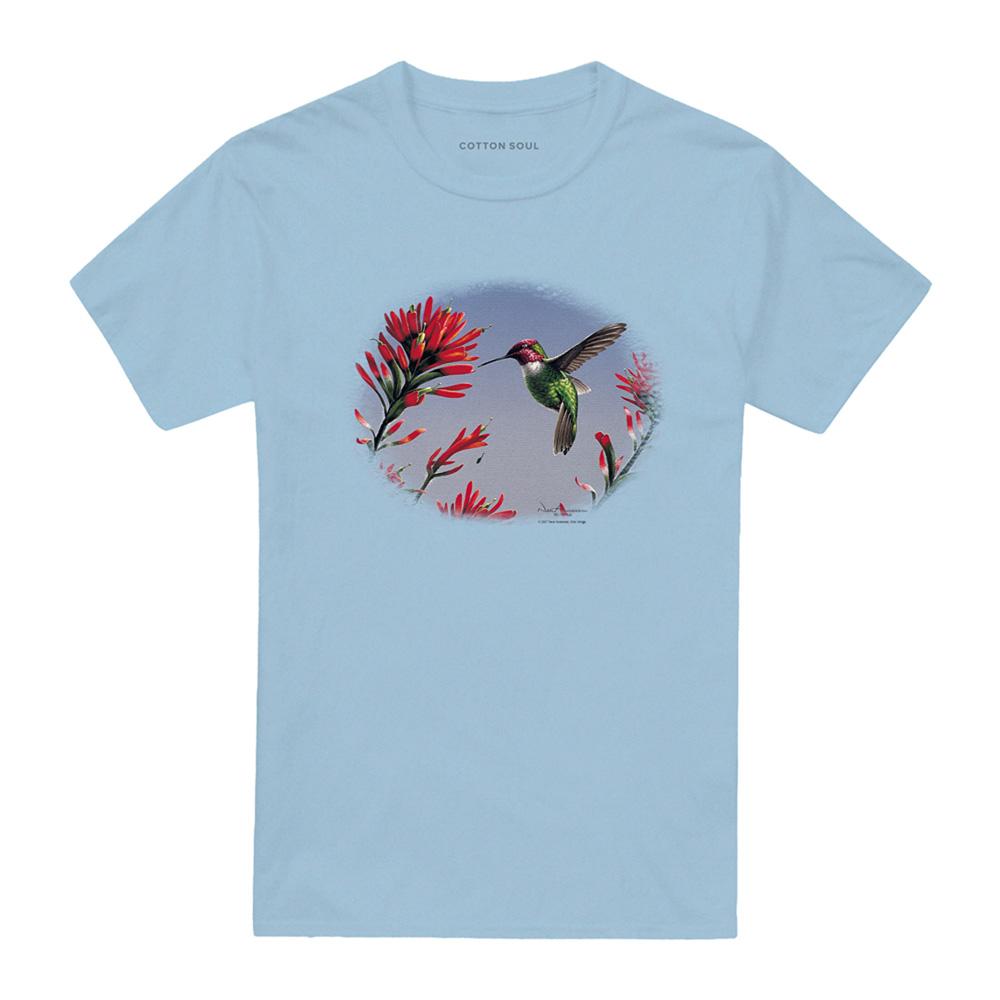 Light Blue - Front - Wildlife Unisex Adult Annas Hummingbird T-Shirt
