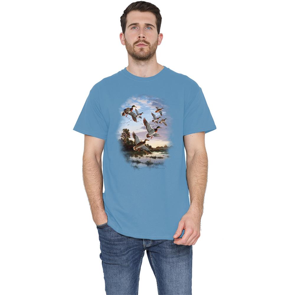 Carolina Blue - Back - Wildlife Unisex Adult Evening Flight Mallards T-Shirt