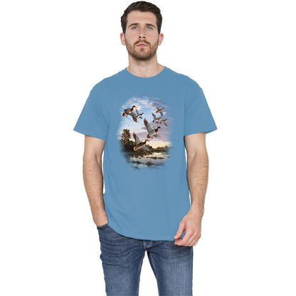 Carolina Blue - Back - Wildlife Unisex Adult Evening Flight Mallards T-Shirt