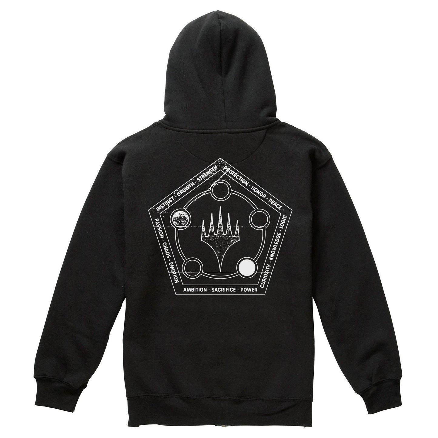 Black - Back - Magic The Gathering Mens Mana Wheel Retro Full Zip Hoodie