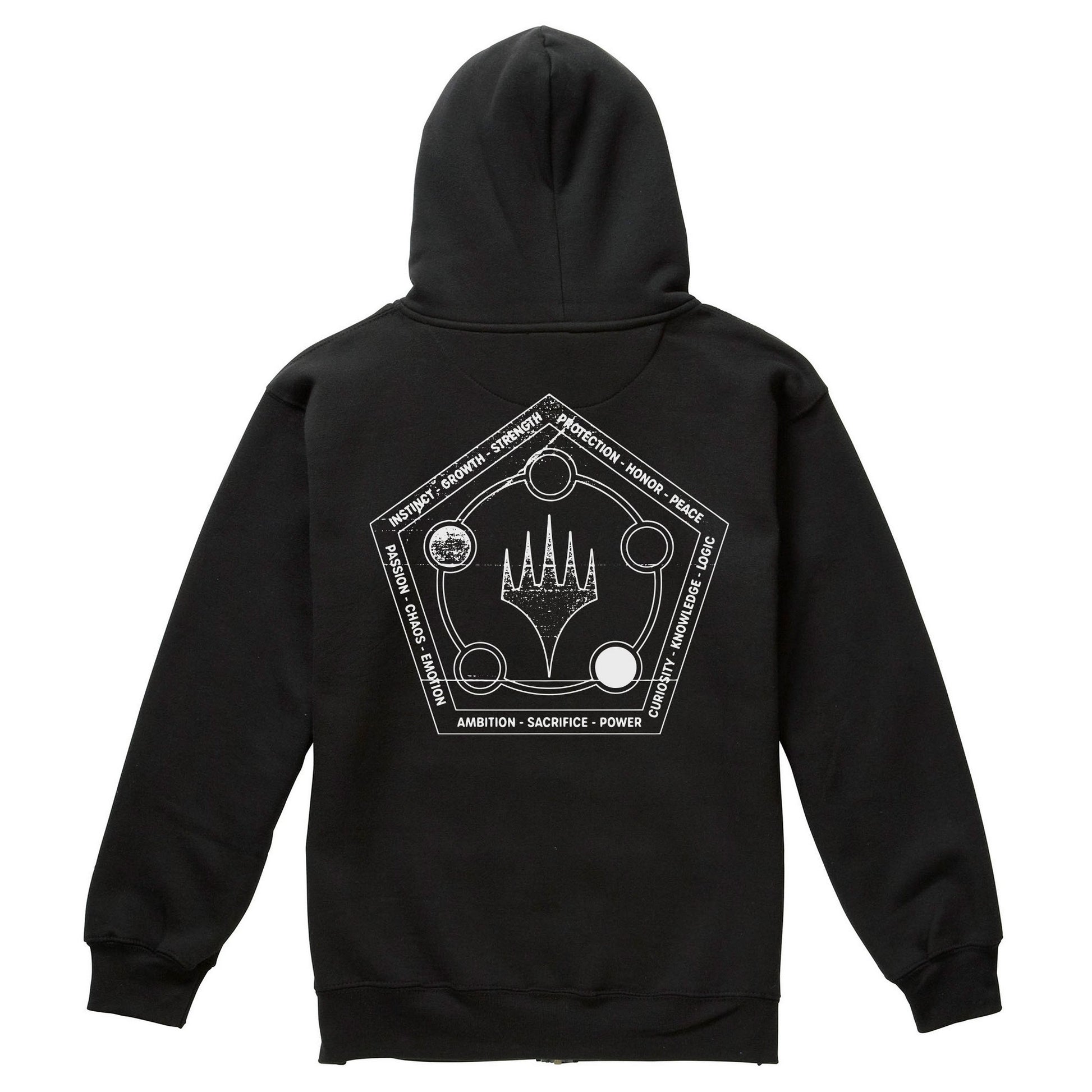 Black - Back - Magic The Gathering Mens Mana Wheel Retro Full Zip Hoodie