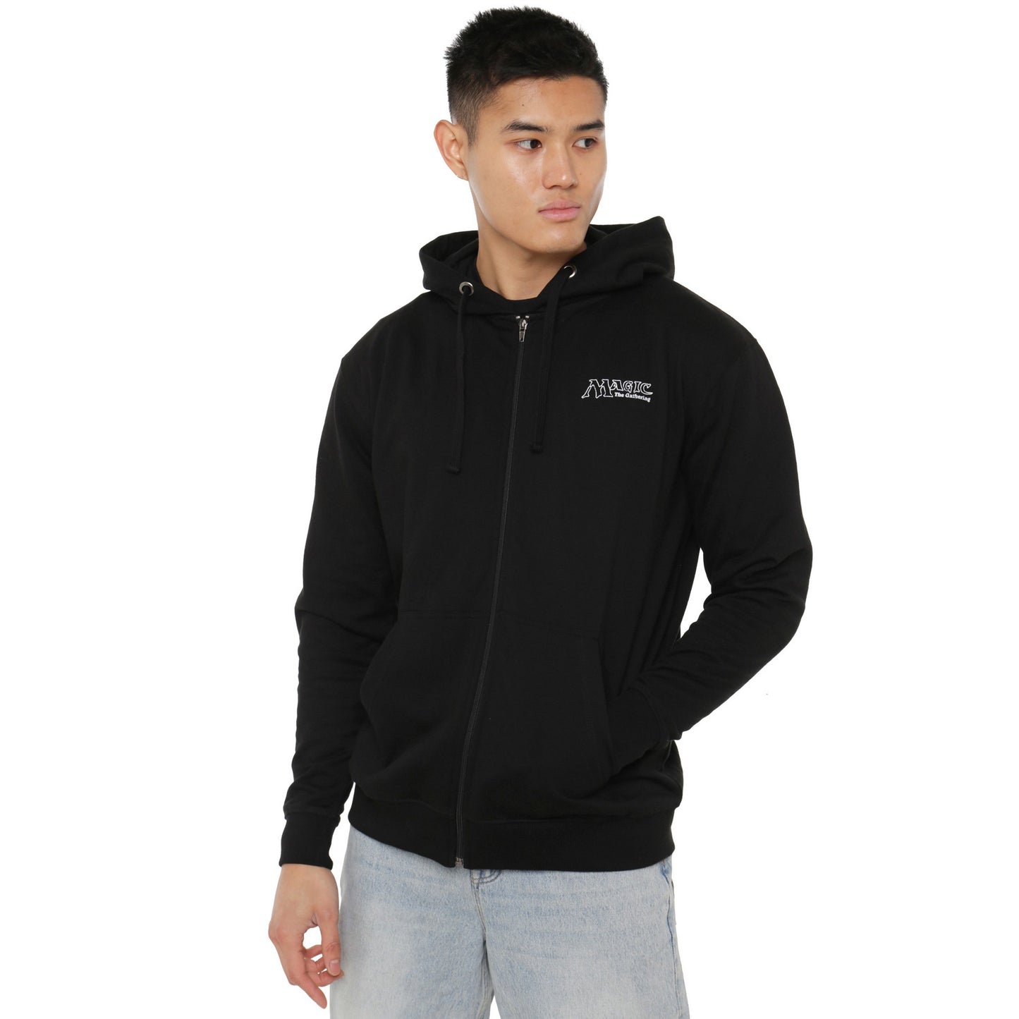 Black - Side - Magic The Gathering Mens Mana Wheel Retro Full Zip Hoodie
