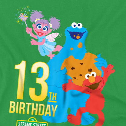 Kelly Green - Side - Sesame Street Unisex Adult 13th Birthday T-Shirt