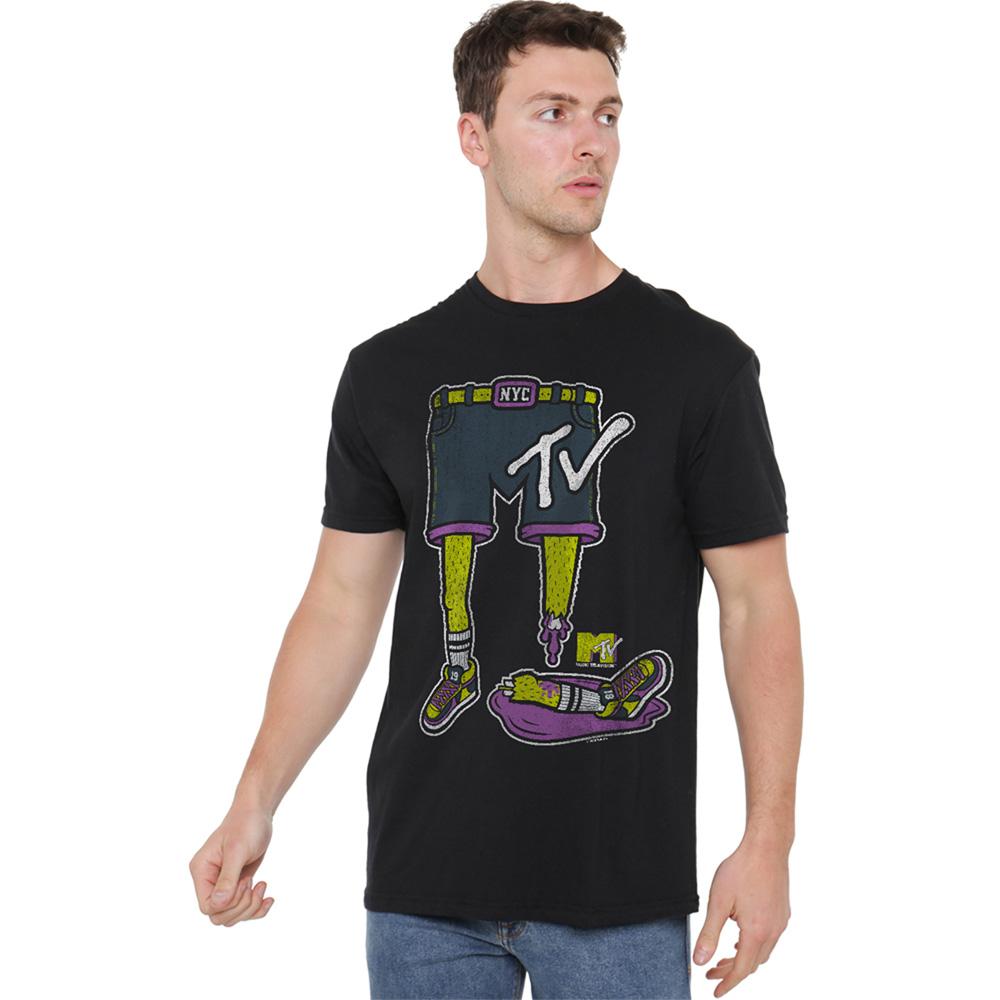 Black - Back - MTV Unisex Adult Zombie Legs Logo T-Shirt