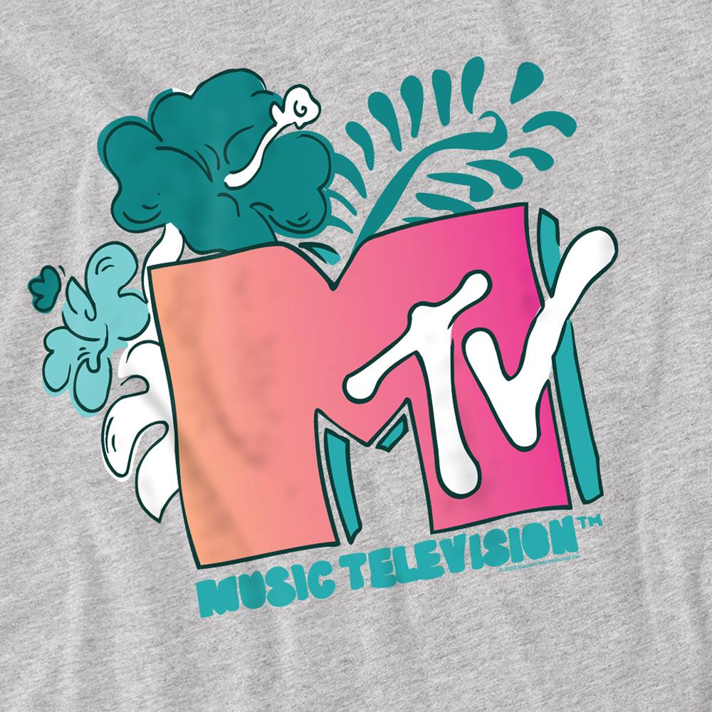Athletic - Side - MTV Unisex Adult Tropical Flower Logo T-Shirt