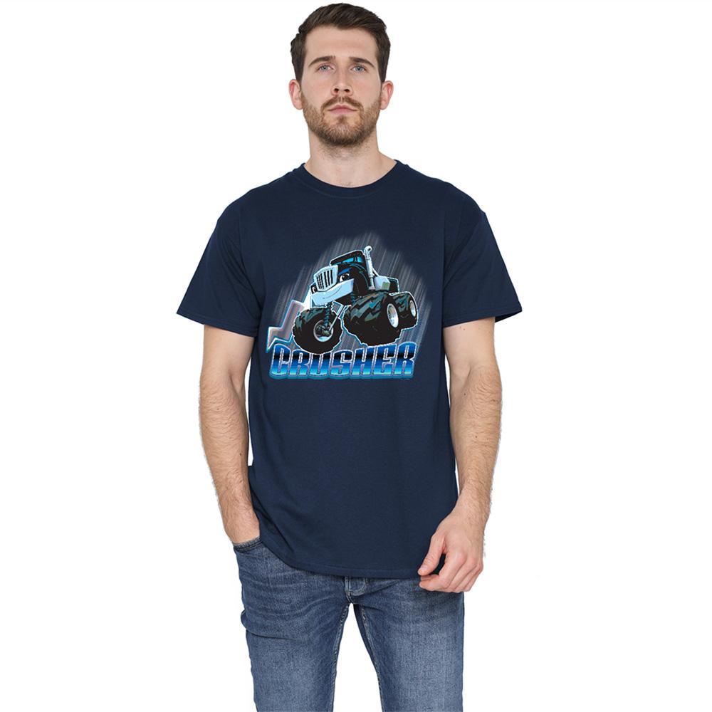 Navy - Back - Blaze & The Monster Machines Unisex Adult Crusher Badge T-Shirt