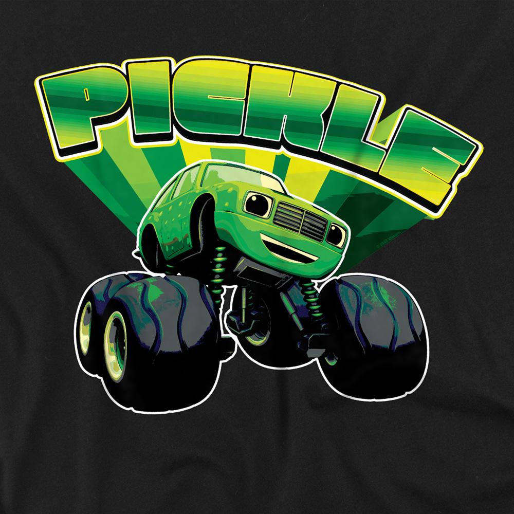 Black - Side - Blaze & The Monster Machines Unisex Adult Pickle Badge T-Shirt