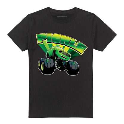 Black - Front - Blaze & The Monster Machines Unisex Adult Pickle Badge T-Shirt