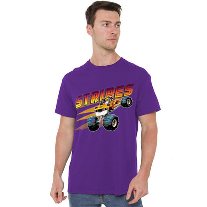Purple - Back - Blaze & The Monster Machines Unisex Adult Stripes Badge T-Shirt