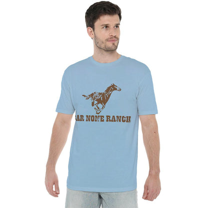 Light Blue - Back - Hey Dude Unisex Adult Bar None Ranch Horse T-Shirt