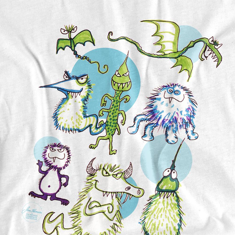 White - Side - Jim Henson Unisex Adult Monster Doodles T-Shirt