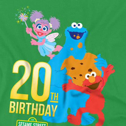 Kelly Green - Side - Sesame Street Unisex Adult Group 20th Birthday T-Shirt