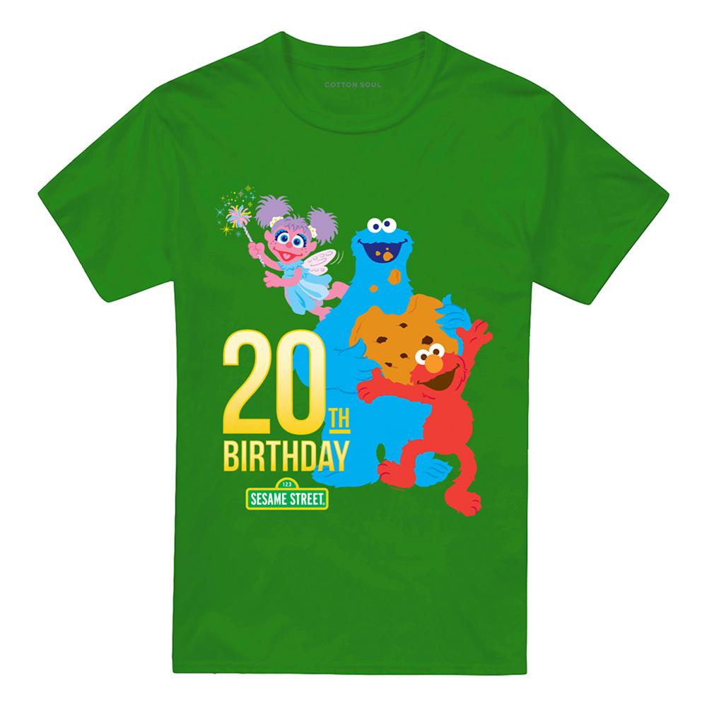 Kelly Green - Front - Sesame Street Unisex Adult Group 20th Birthday T-Shirt