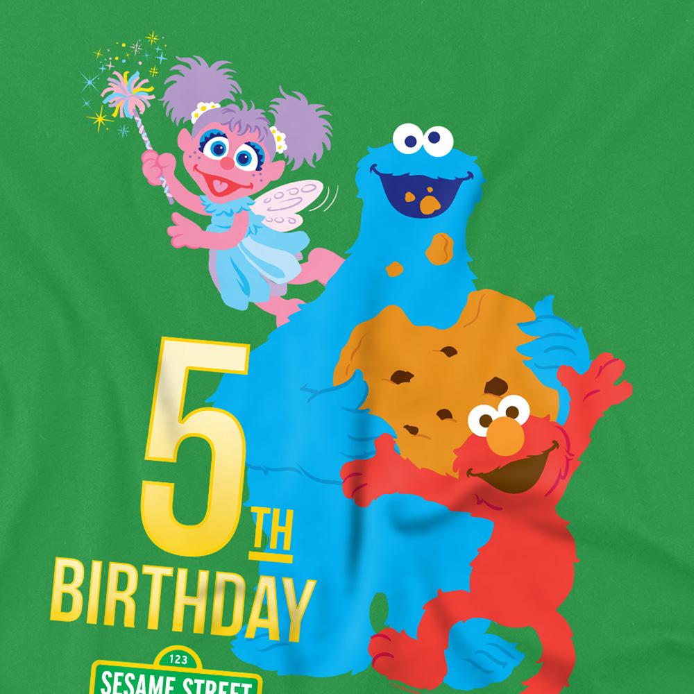 Kelly Green - Side - Sesame Street Unisex Adult 5th Birthday T-Shirt