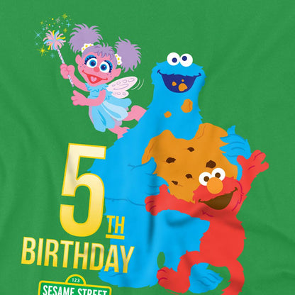 Kelly Green - Side - Sesame Street Unisex Adult 5th Birthday T-Shirt