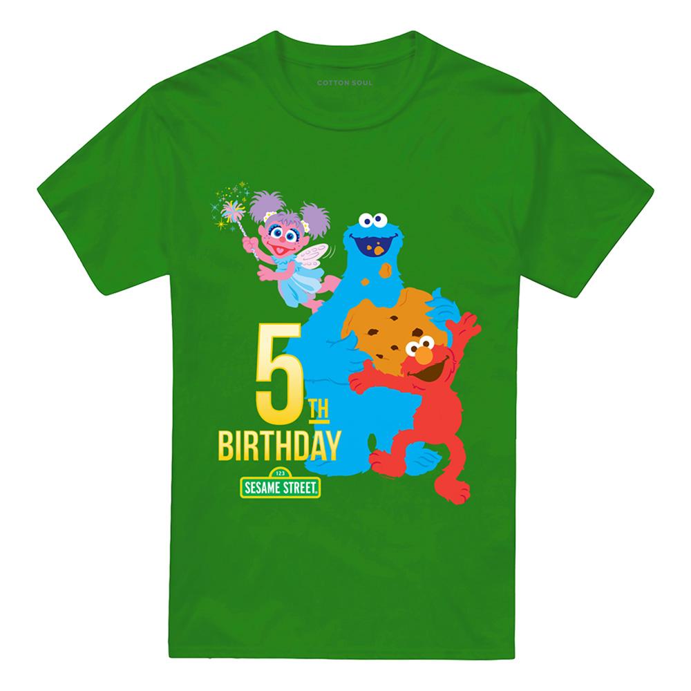 Kelly Green - Front - Sesame Street Unisex Adult 5th Birthday T-Shirt