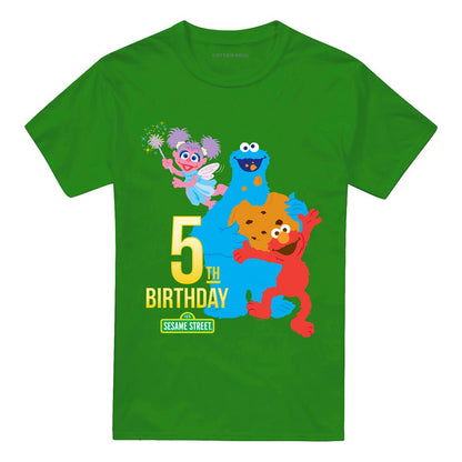 Kelly Green - Front - Sesame Street Unisex Adult 5th Birthday T-Shirt