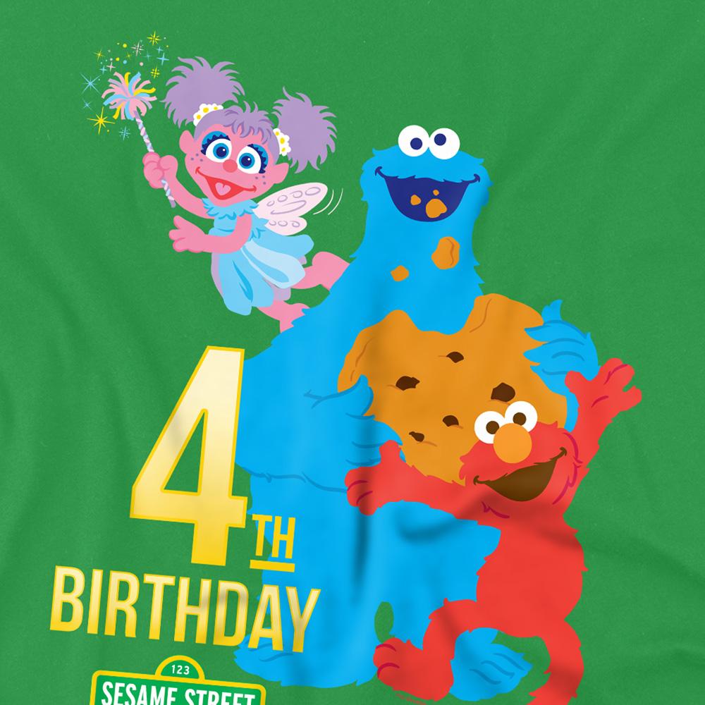 Kelly Green - Side - Sesame Street Unisex Adult 4th Birthday T-Shirt