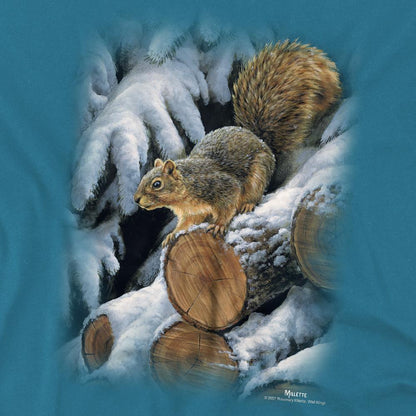 Slate - Side - Wildlife Unisex Adult Wood Pile Squirrel T-Shirt