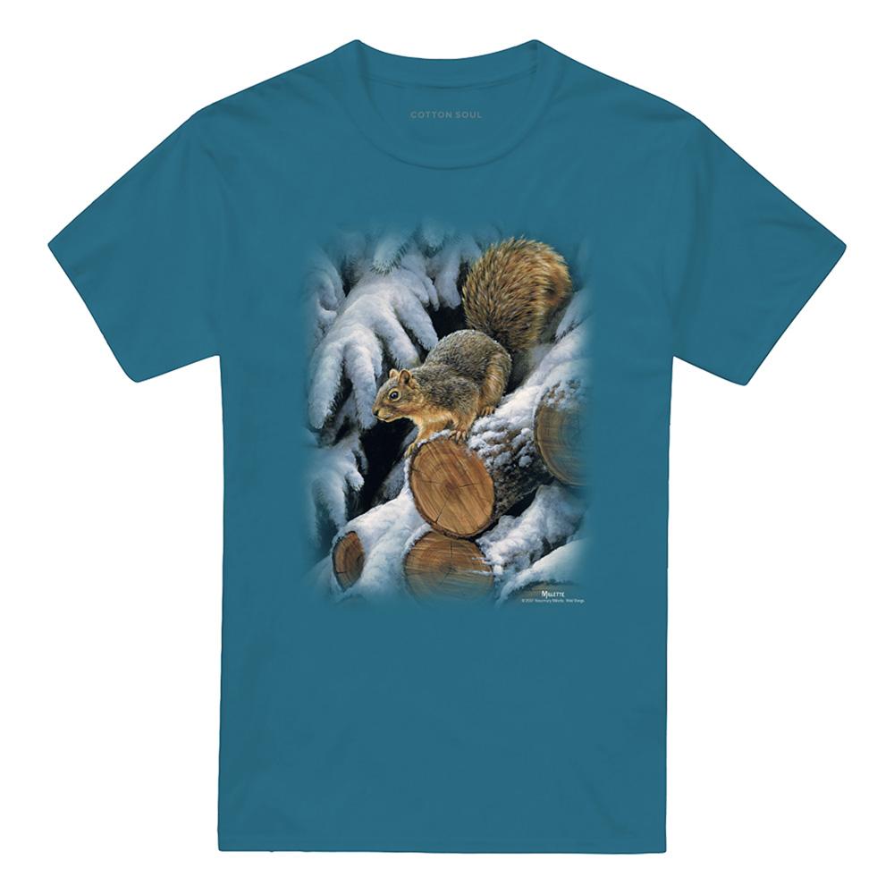 Slate - Front - Wildlife Unisex Adult Wood Pile Squirrel T-Shirt