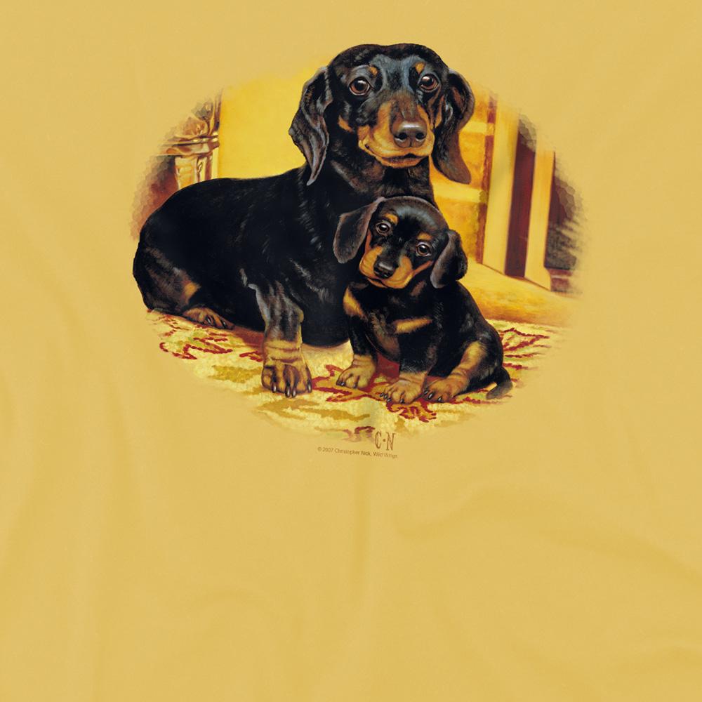 Banana Yellow - Side - Wildlife Unisex Adult Picture Perfect Dachshund T-Shirt