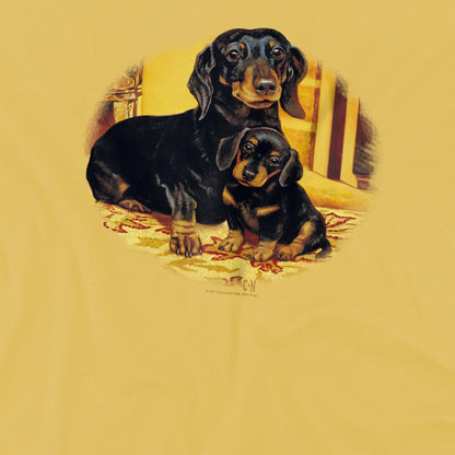 Banana Yellow - Side - Wildlife Unisex Adult Picture Perfect Dachshund T-Shirt