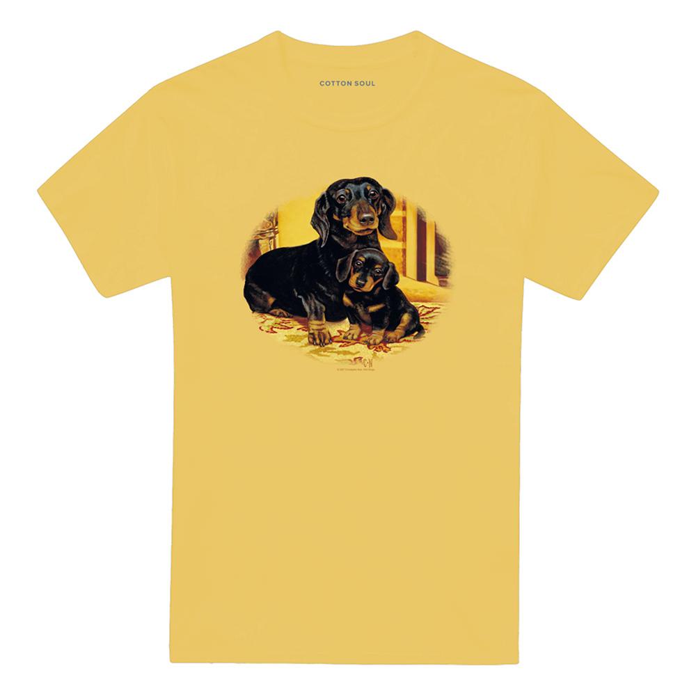 Banana Yellow - Front - Wildlife Unisex Adult Picture Perfect Dachshund T-Shirt