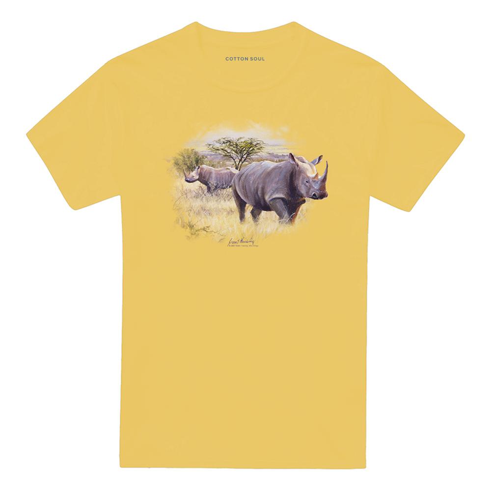 Banana Yellow - Front - Wildlife Unisex Adult Rhino T-Shirt