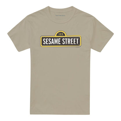 Sand - Front - Sesame Street Unisex Adult Tilted Logo T-Shirt