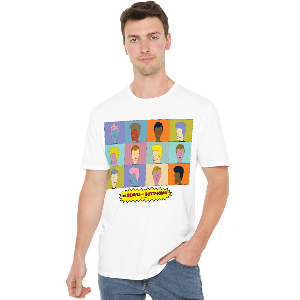 White - Back - Beavis & Butthead Unisex Adult Pop Art T-Shirt