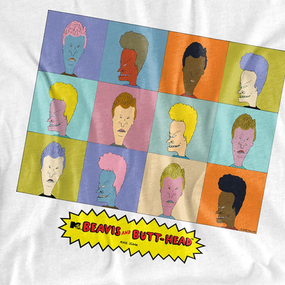 White - Side - Beavis & Butthead Unisex Adult Pop Art T-Shirt