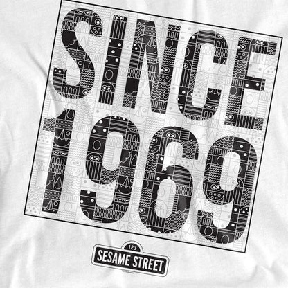 White - Side - Sesame Street Unisex Adult Since 1969 T-Shirt