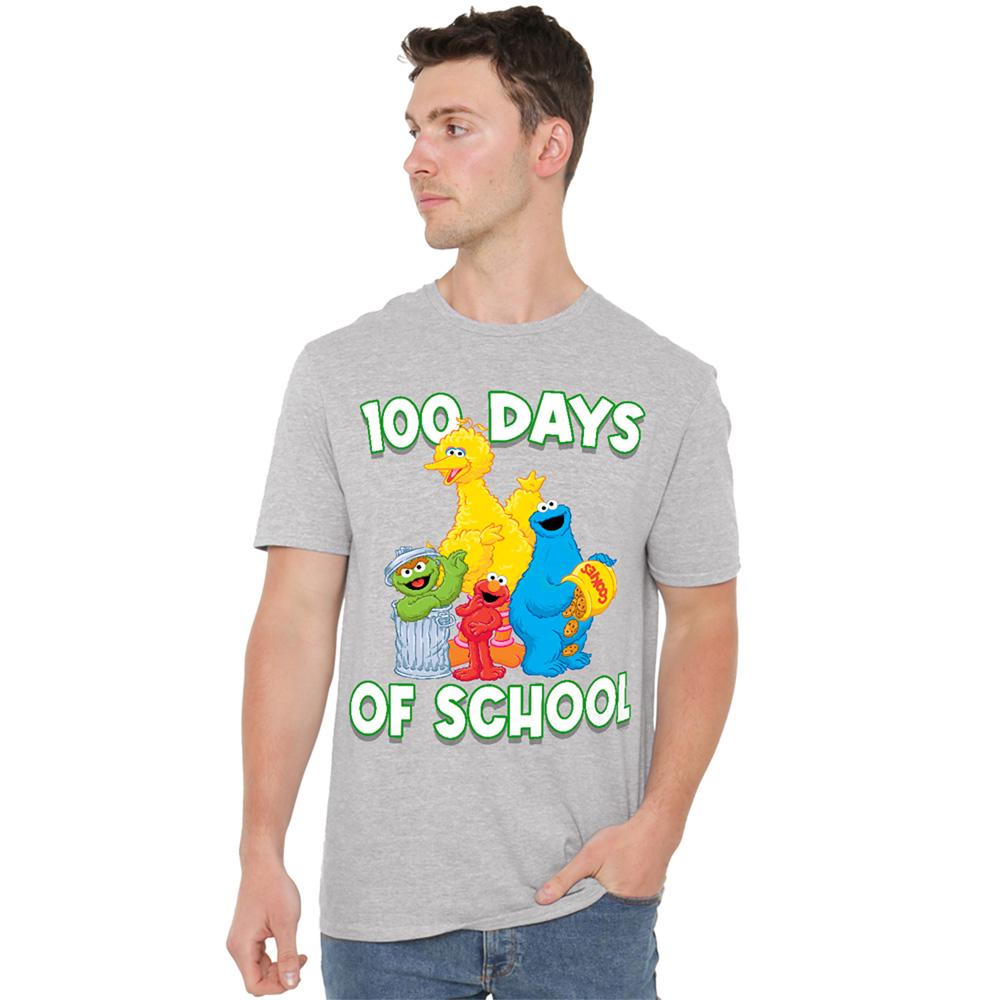 Athletic Heather - Back - Sesame Street Unisex Adult 100 Days Of School T-Shirt