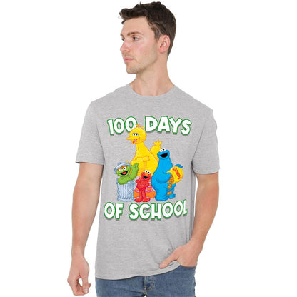 Athletic Heather - Back - Sesame Street Unisex Adult 100 Days Of School T-Shirt