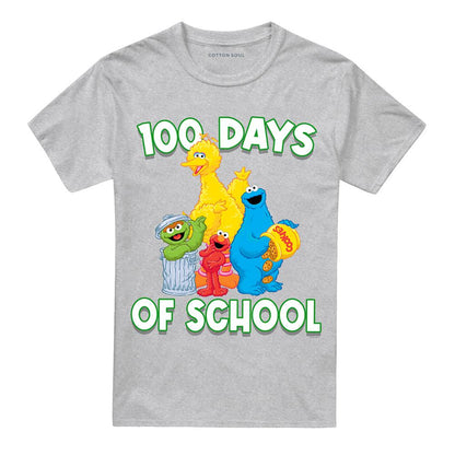 Athletic Heather - Front - Sesame Street Unisex Adult 100 Days Of School T-Shirt