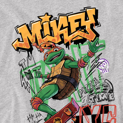 Athletic Heather - Side - Teenage Mutant Ninja Turtles: Mutant Mayhem Unisex Adult Skater Michelangelo T-Shirt