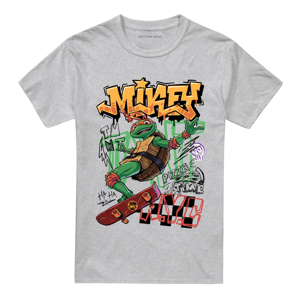 Athletic Heather - Front - Teenage Mutant Ninja Turtles: Mutant Mayhem Unisex Adult Skater Michelangelo T-Shirt